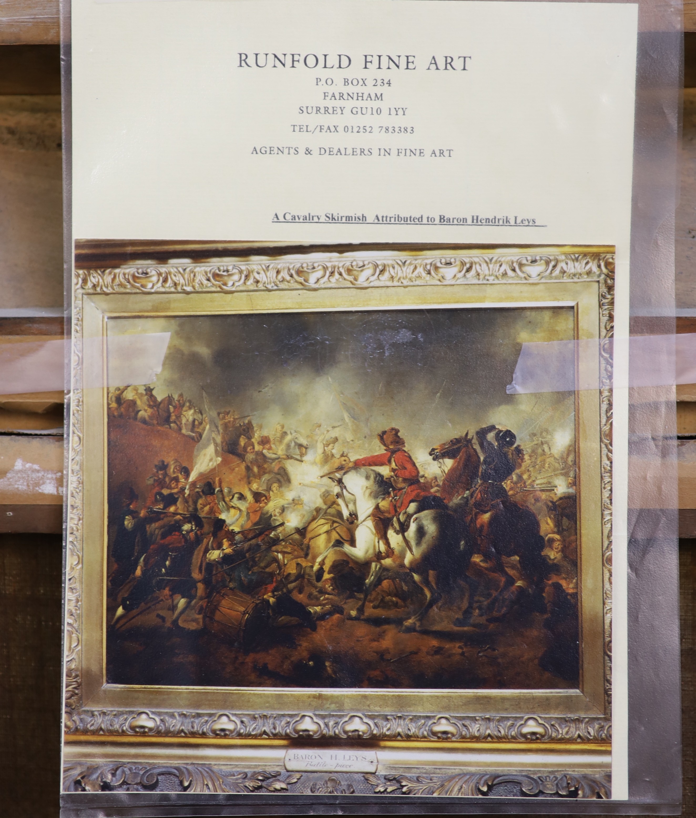 Attributed to Baron Hendrik Leys (Dutch, 1815-1869), A Cavalry Skirmish, oil on canvas, 43 x 54.5cm